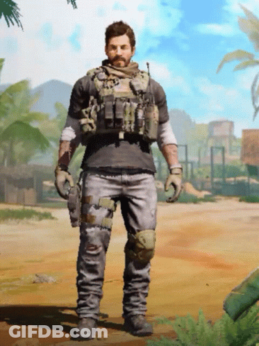 Man In Military Uniform Standing In Desert GIF