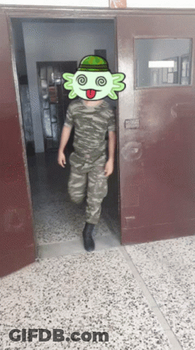 Man In Military Uniform Standing In Open Doorway GIF