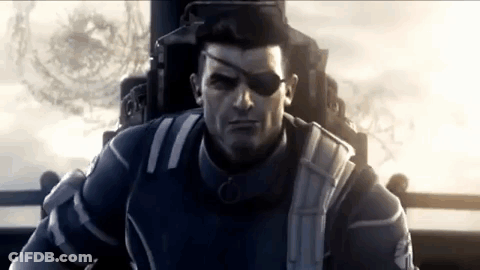 Man In Military Uniform With Eyepatch Sitting On Boat GIF