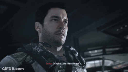 Man In Military Uniform With Letter M On Vest GIF