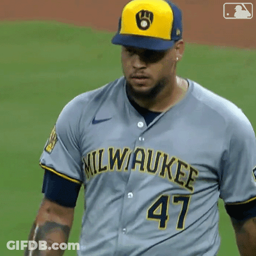 Man In Milwaukee Jersey And Hat GIF