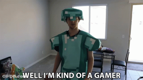 Man In Minecraft Costume Says Well I'm Kind Of A Gamer GIF