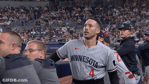 Man In Minnesota Jersey In Crowd GIF