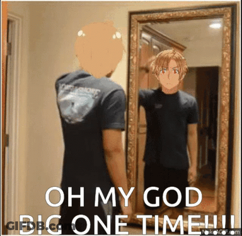 Man In Mirror Oh My God Big One Time GIF
