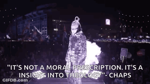 Man In Mirrored Suit Saying Theology Insight GIF