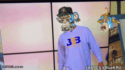 Man In Monkey Mask And 333 Shirt GIF