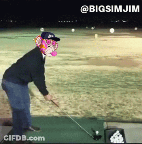 Man In Monkey Mask Swinging Golf Club GIF