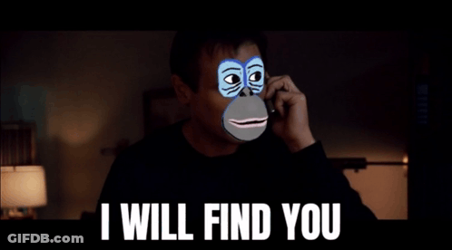 Man In Monkey Mask Talking On Phone Saying I Will Find You GIF