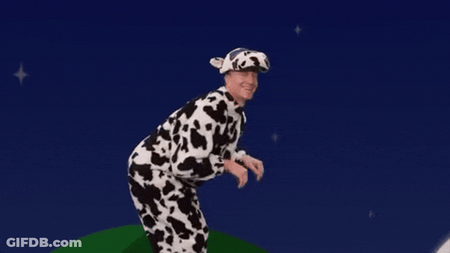 Man In Moo Body Suit GIF