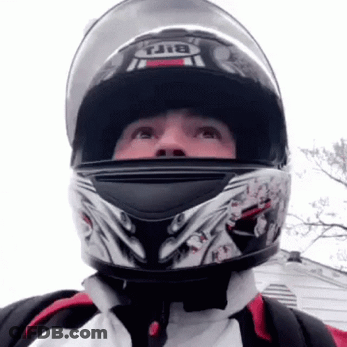 Man In Motorcycle Helmet Saying TJB GIF