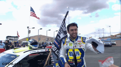 Man In Napa Jacket Holding Flag GIF
