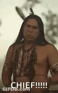 Man In Native American Costume Saying Chief GIF