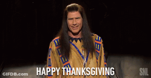 Man In Native American Outfit Saying Happy Thanksgiving GIF