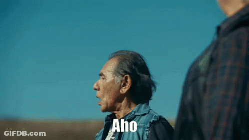 Man In Native American T-Shirt With Group GIF