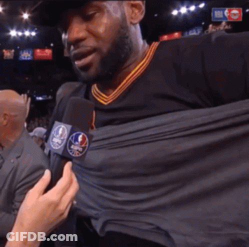 Man In NBA Jersey Being Interviewed GIF