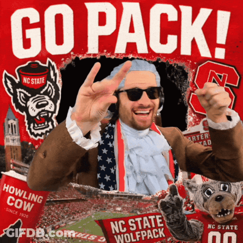 Man In NC State Wolfpack Costume GIF