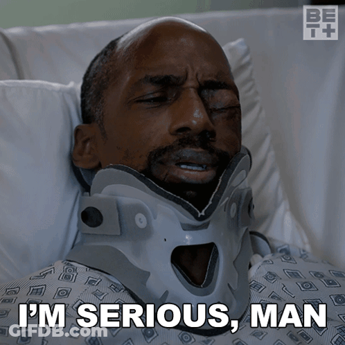 Man In Neck Brace Laying In Hospital Bed Saying I'm Serious Man GIF