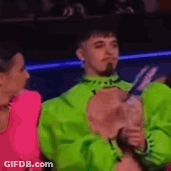 Man In Neon Green Jacket Next To Woman GIF