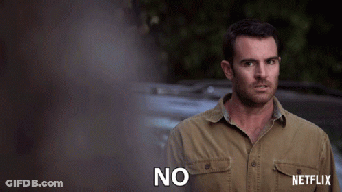 Man In Netflix Shirt Saying No GIF