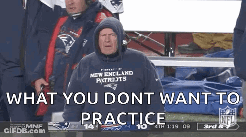 Man In New England Patriots Sweatshirt At Football Game GIF