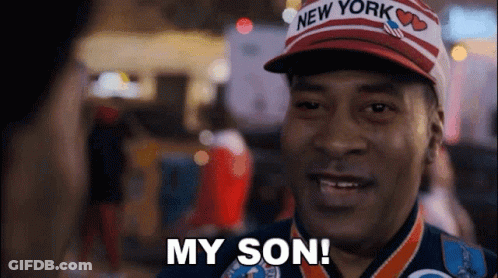 Man In New York Hat And Medal Saying My Son GIF