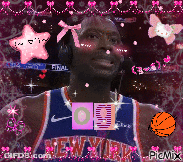 Man In New York Jersey Surrounded By Hearts GIF