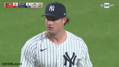 Man In New York Yankees Hat Looking At Camera GIF