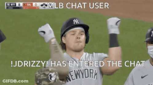 Man In New York Yankees Jersey Looking Up GIF