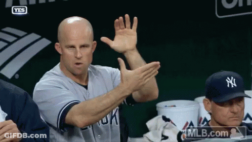 Man In New York Yankees Jersey Raising Hands GIF