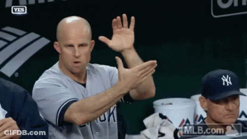 Man In New York Yankees Jersey Raising Hands GIF