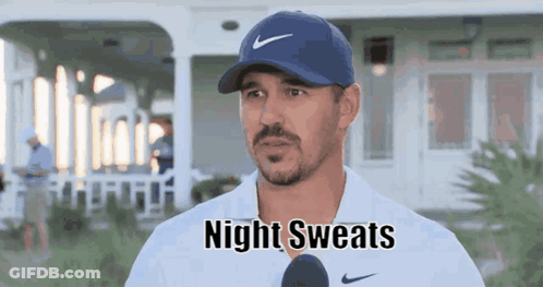 Man In Nike Hat Talking Into Microphone Night Sweats GIF