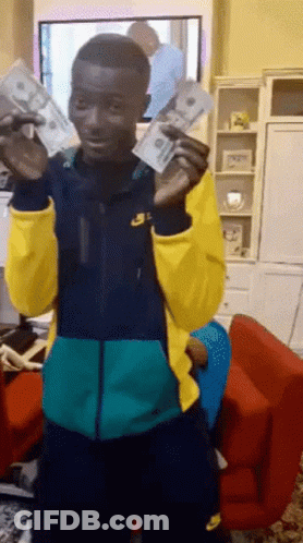 Man In Nike Jacket Holding Money GIF