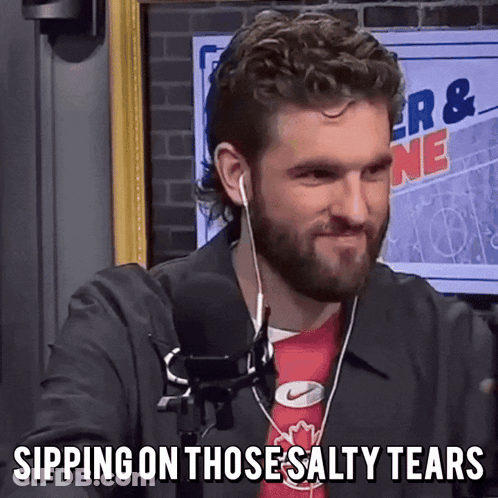 Man In Nike Shirt Sipping Salty Tears GIF