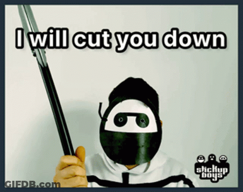 Man In Ninja Mask Holding Sword I Will Cut You Down GIF