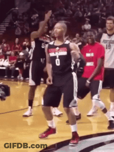 Man In Number 0 Jersey Dancing On Court GIF