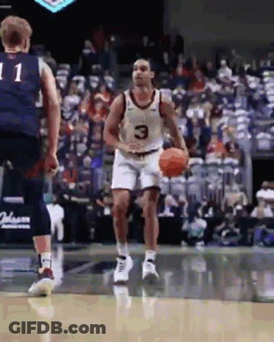 Man In Number 3 Jersey Dribbling Basketball GIF