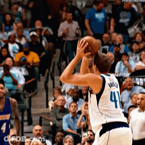 Man In Number 41 Jersey Shooting Basketball GIF