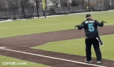Man In Number 5 Jersey Running On Baseball Field GIF