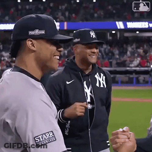 Man In NY Hat Shaking Hands GIF
