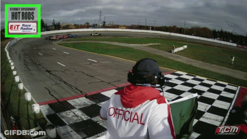 Man In Official Shirt Watching Sydney Speedway Race GIF