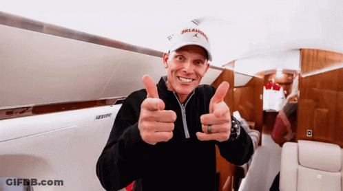 Man In Oklahoma Hat Giving Thumbs Up GIF