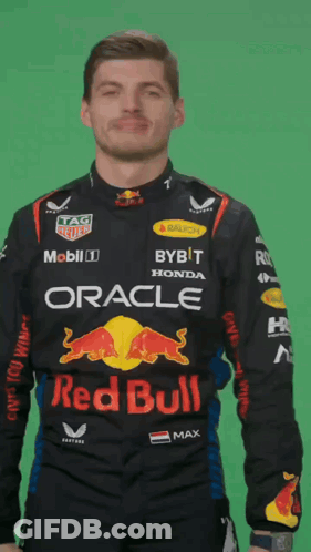Man In Oracle Red Bull Shirt GIF
