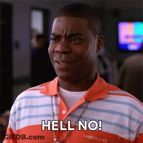 Man In Orange And White Striped Shirt Saying Hell No GIF