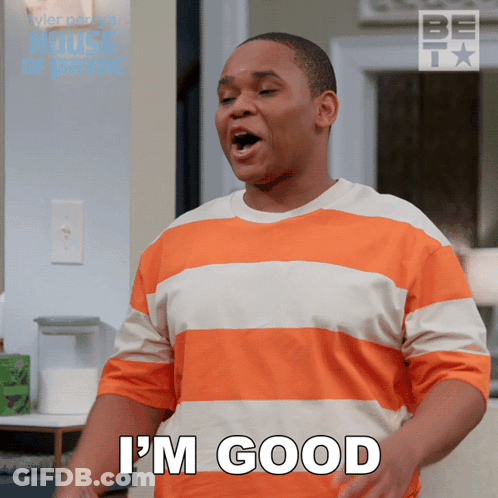 Man In Orange And White Striped Shirt Saying I'm Good GIF