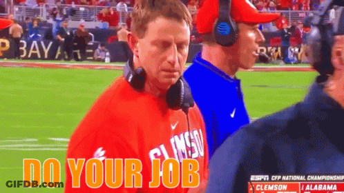 Man In Orange Clemson Shirt On Football Field GIF