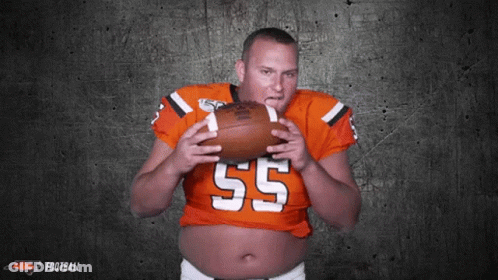 Man In Orange Football Jersey Number 55 GIF