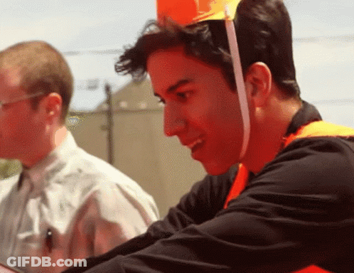 Man In Orange Hat And Orange Vest GIF