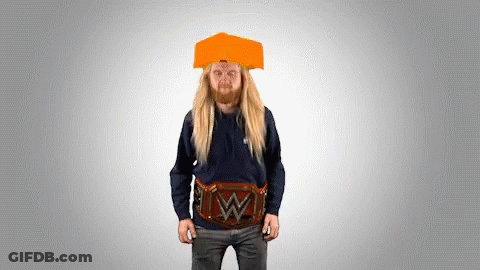 Man In Orange Hat With Belt Saying W GIF