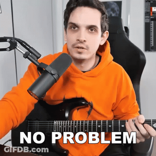 Man In Orange Hoodie Holding Guitar GIF