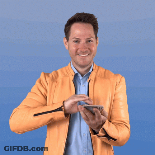 Man In Orange Jacket Holding Dollar Bill GIF